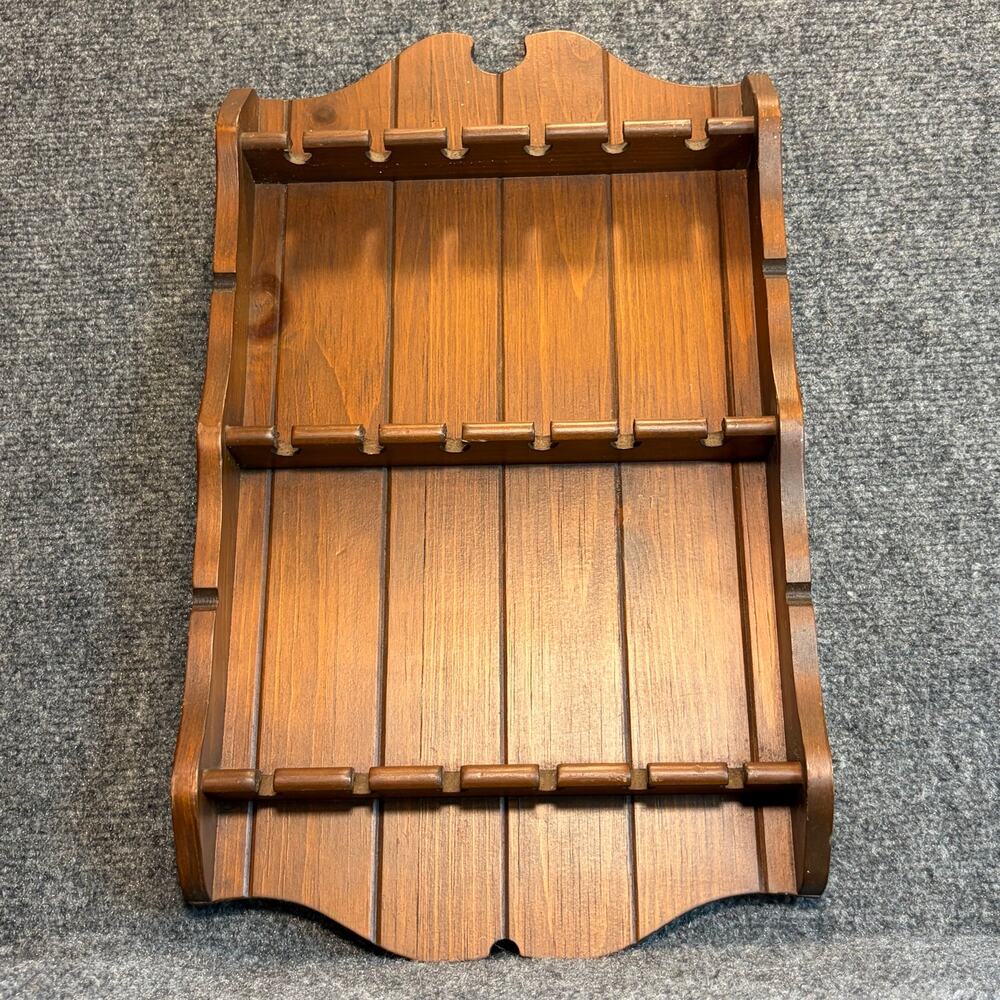 Vintage Colonial Wooden Souvenir Collector Spoon Wall Display Rack Holder 18